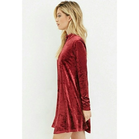 FOREVER 21 CRUSHED VELVET MOCK NECK DRESS CLASSIC GLAMOUR ROMANTIC SMALL - Picture 11 of 11